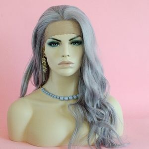 24" Silver Lace Front Wavy Wig